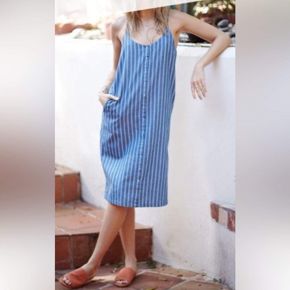 Knot sisters denim button up midi dress